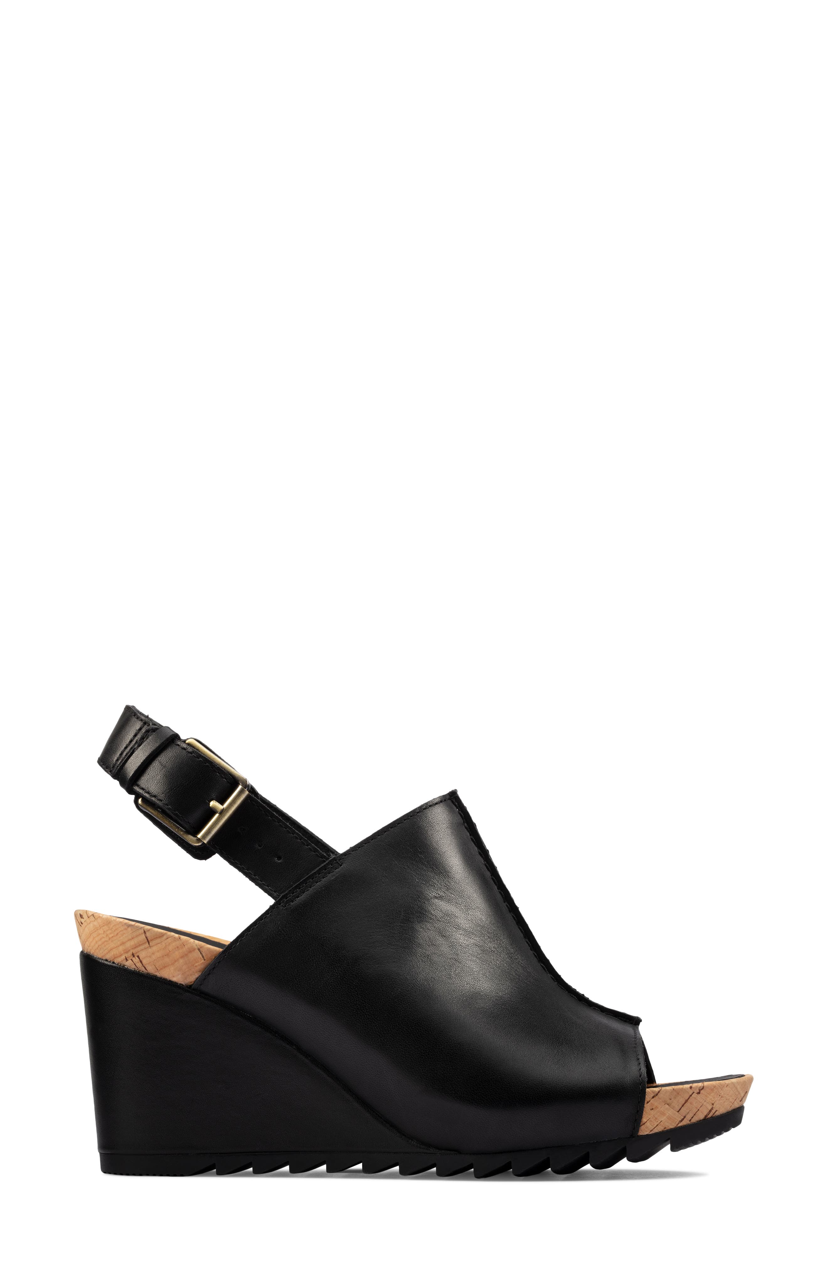 clarks leather wedges