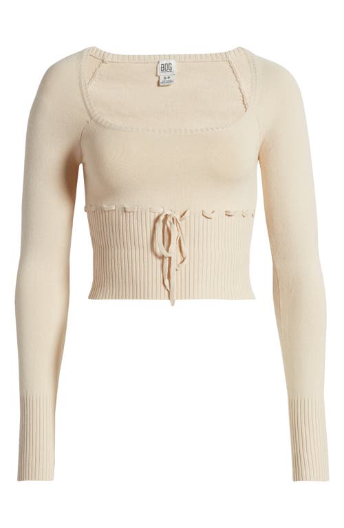 Shop Bdg Urban Outfitters Edison Crop Scoop Neck Rib Sweater In Beige