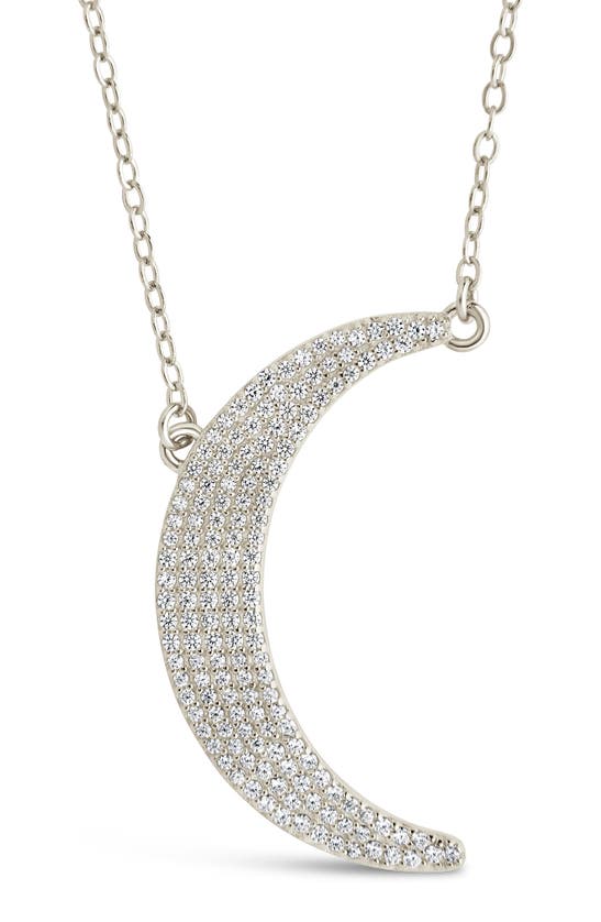 Sterling Forever Cubic Zirconia Crescent Star Charm Necklace In Silver