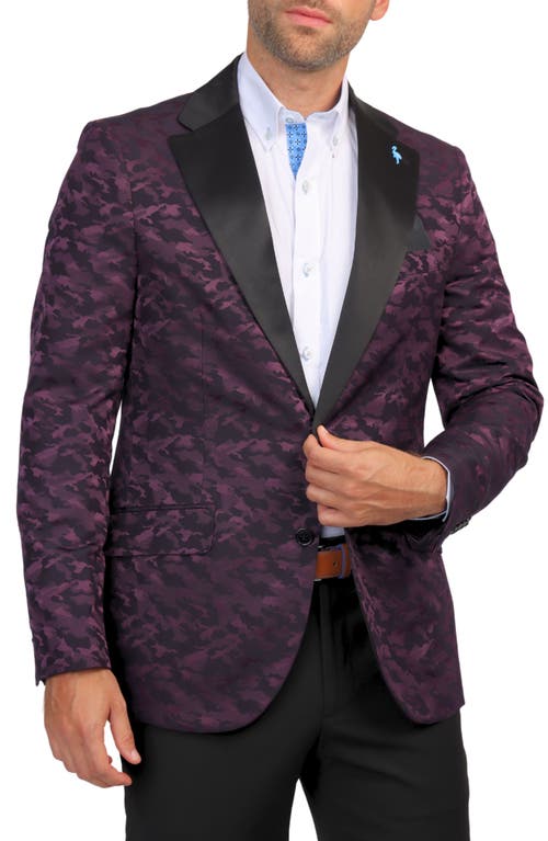 Tailorbyrd Camo Jacquard Dinner Jacket In Cranberry
