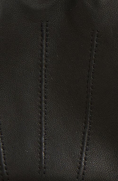 Shop Robert Barakett Knit Wool Cuff Strap Detail Leather Gloves In Black