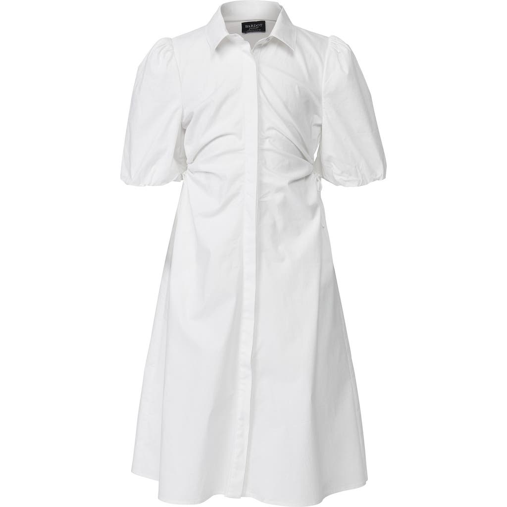 Shop Bardot Junior Kids' Puff Sleeve Midi Shirtdress In Orchid White