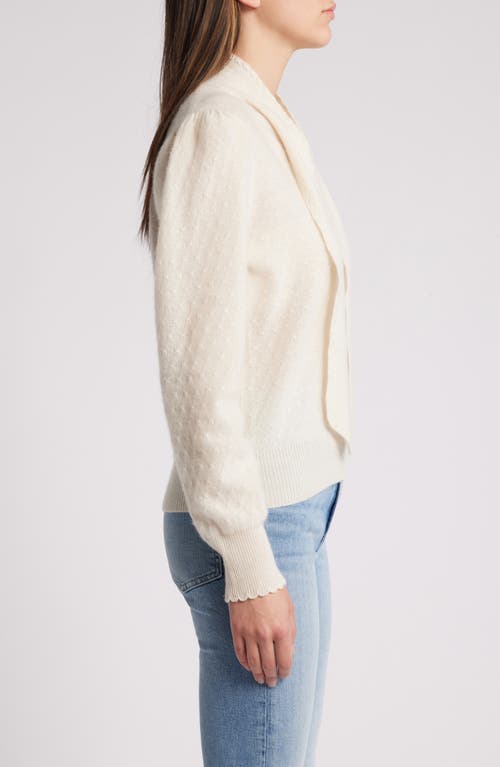 Frame Cashmere Tie Neck Sweater In Cream