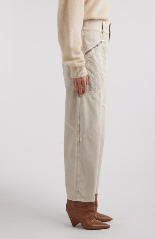 Shop Isabel Marant Catarina Zip Pocket Tapered Leg Cotton Twill Pants In Ecru