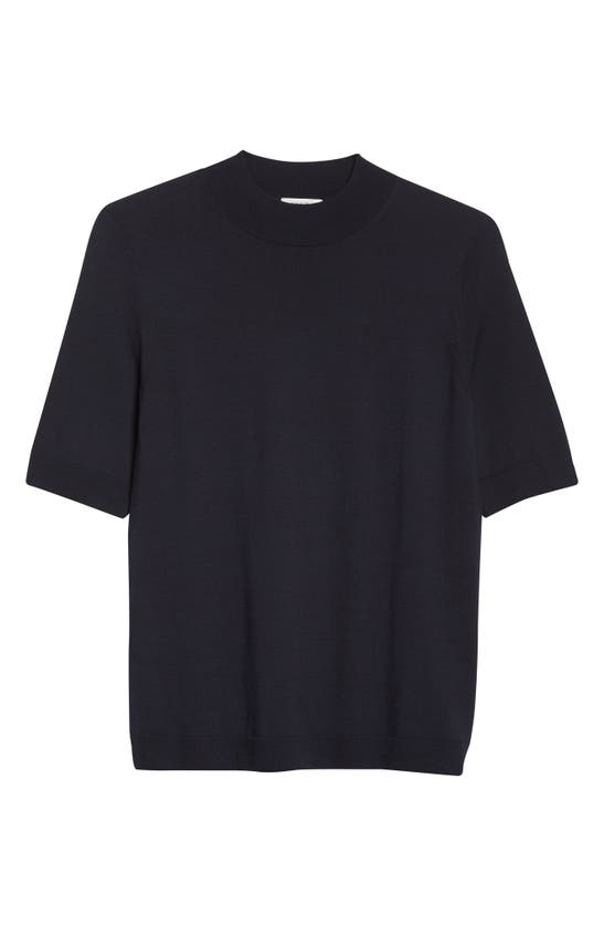 Lafayette 148 Mock Neck Short Sleeve Sweater In Ink