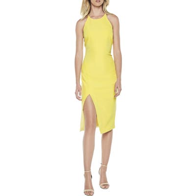 Bardot Vera Open Back Halter Dress, Yellow