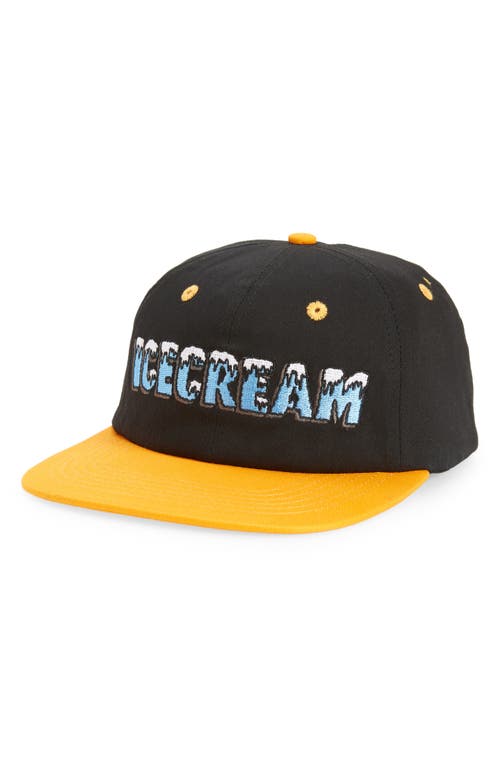 Icecream Icicle Cotton Baseball Cap in Black