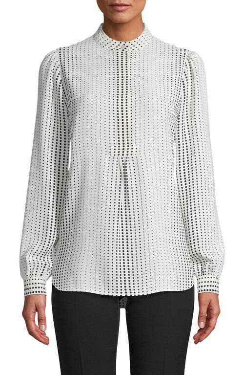 Shop Anne Klein Florentine Dot Poet Blouse In Anne White/anne Black