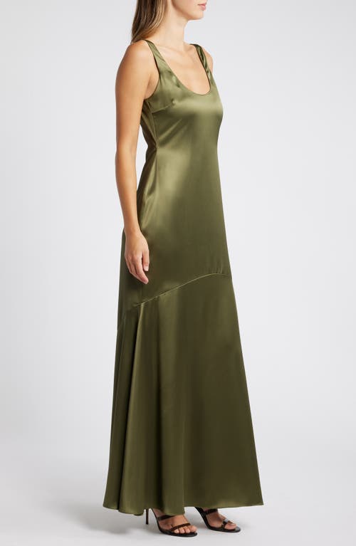 Shop Lulus Enchanting Sophistication Satin Slipdress In Olive