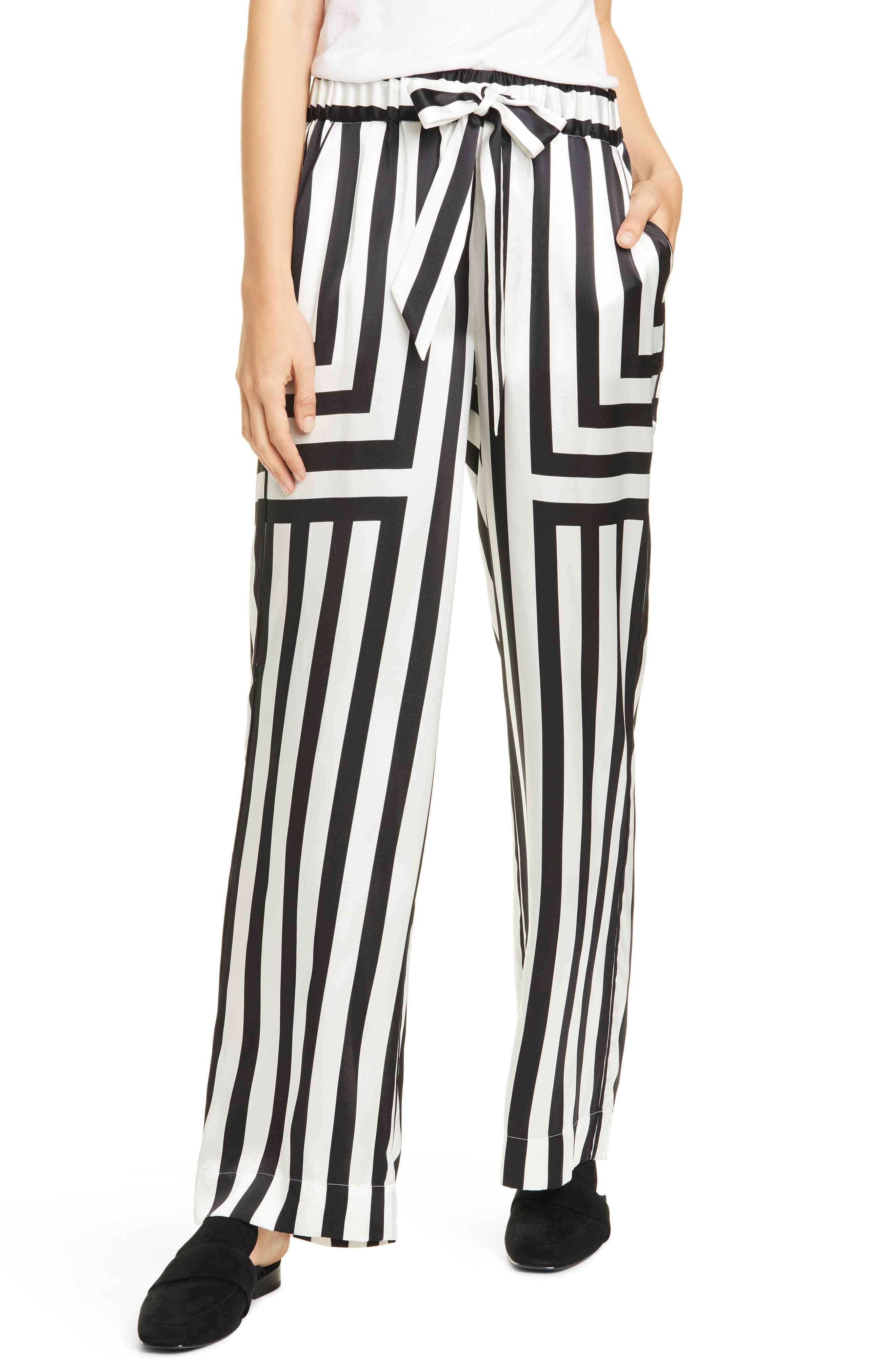 striped silk pants