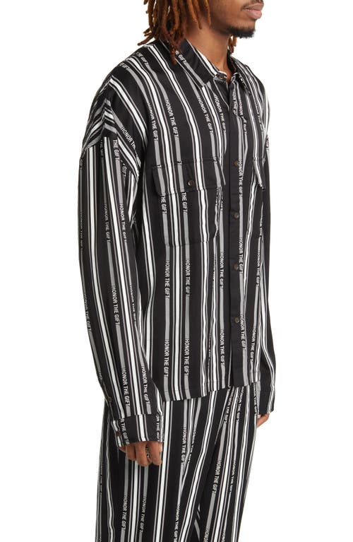 Shop Honor The Gift Honor Stripe Button-up Shirt In Black