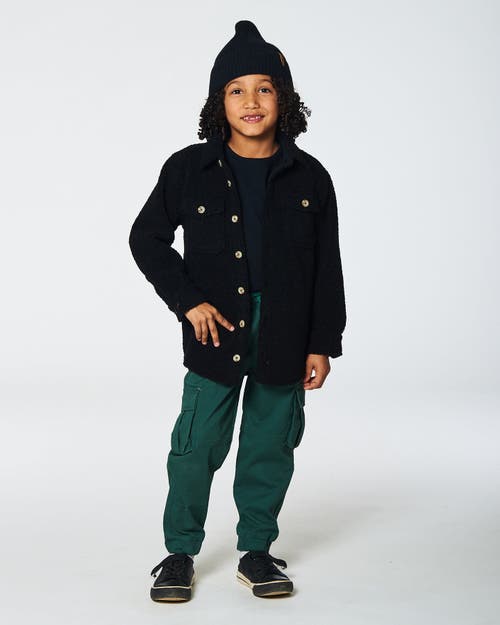 Shop Deux Par Deux Boy's Soft Fleece Overshirt With Pocket Black In Anthracite