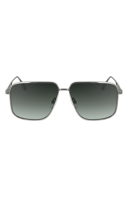 Shop Victoria Beckham V Line 57mm Gradient Aviator Sunglasses In Silver/green Gradient