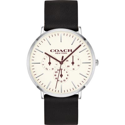 Coach Varick Multifunction Leather Strap Watch, 40Mm