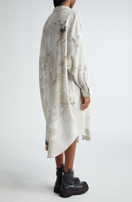 Shop R13 Jumbo Floral Cotton Gauze Midi Shirtdress In Cream Bleached Floral