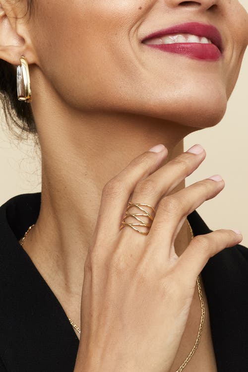 Oradina 14k Yellow Solid Gold West Side Highway Ring In Yellow Gold