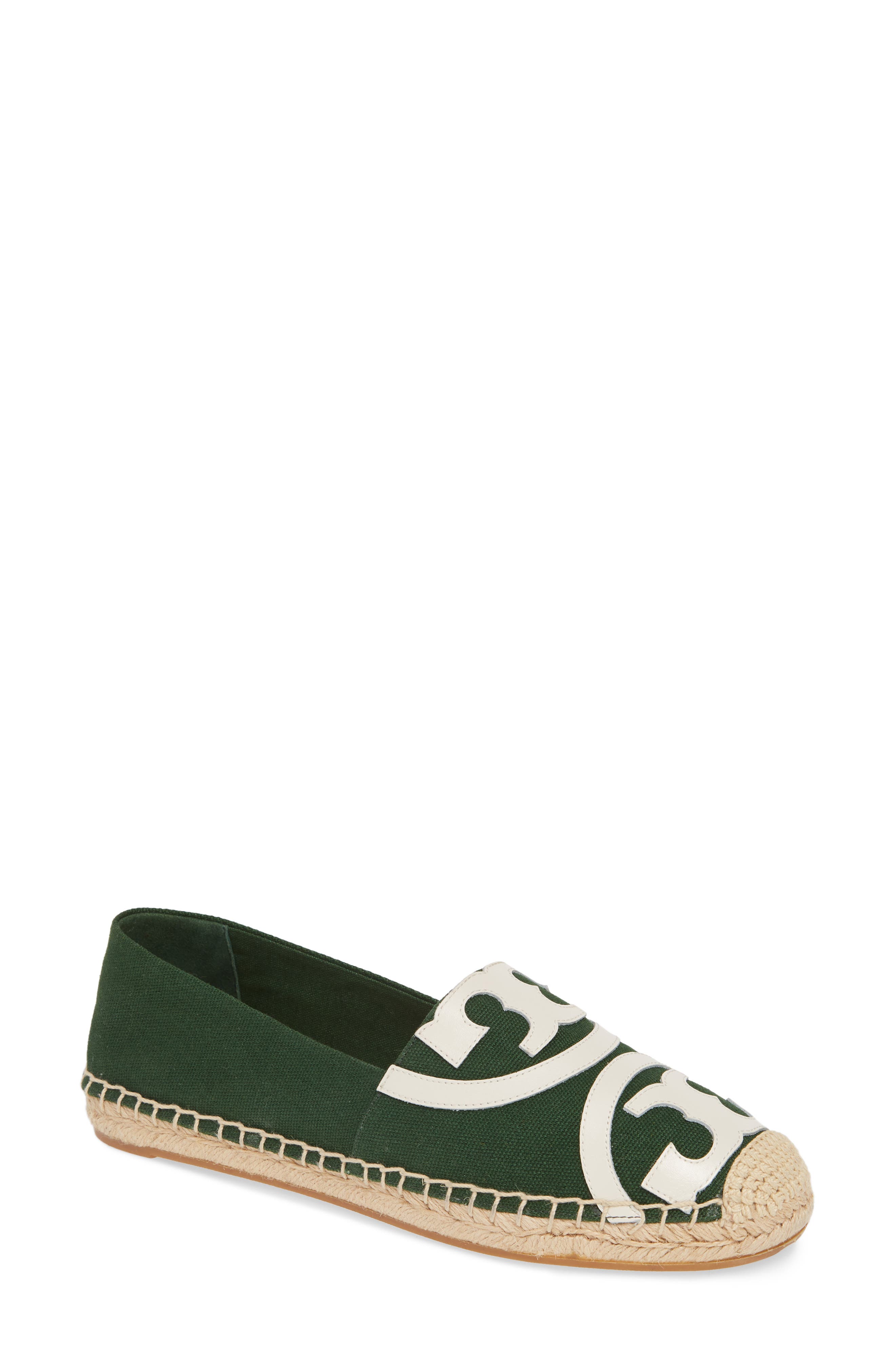 Tory Burch Poppy Logo Espadrille Flat, Green