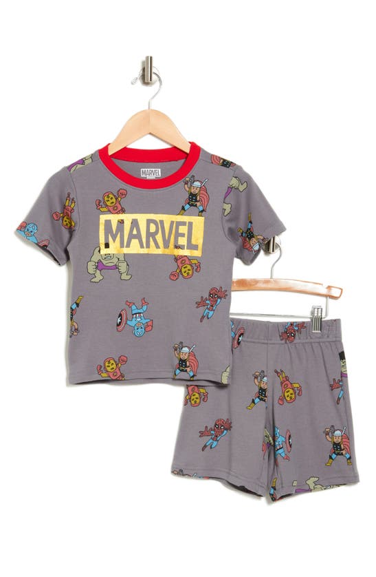 Shop Assorted X Marvel® Kids' Avengers T-shirt & Shorts Set In Dark Grey