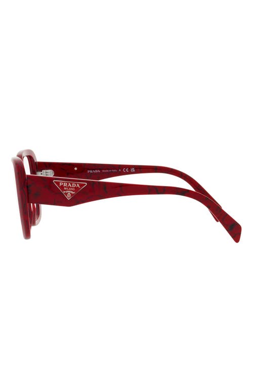 Prada 53mm Square Optical Glasses In Red/black Marble
