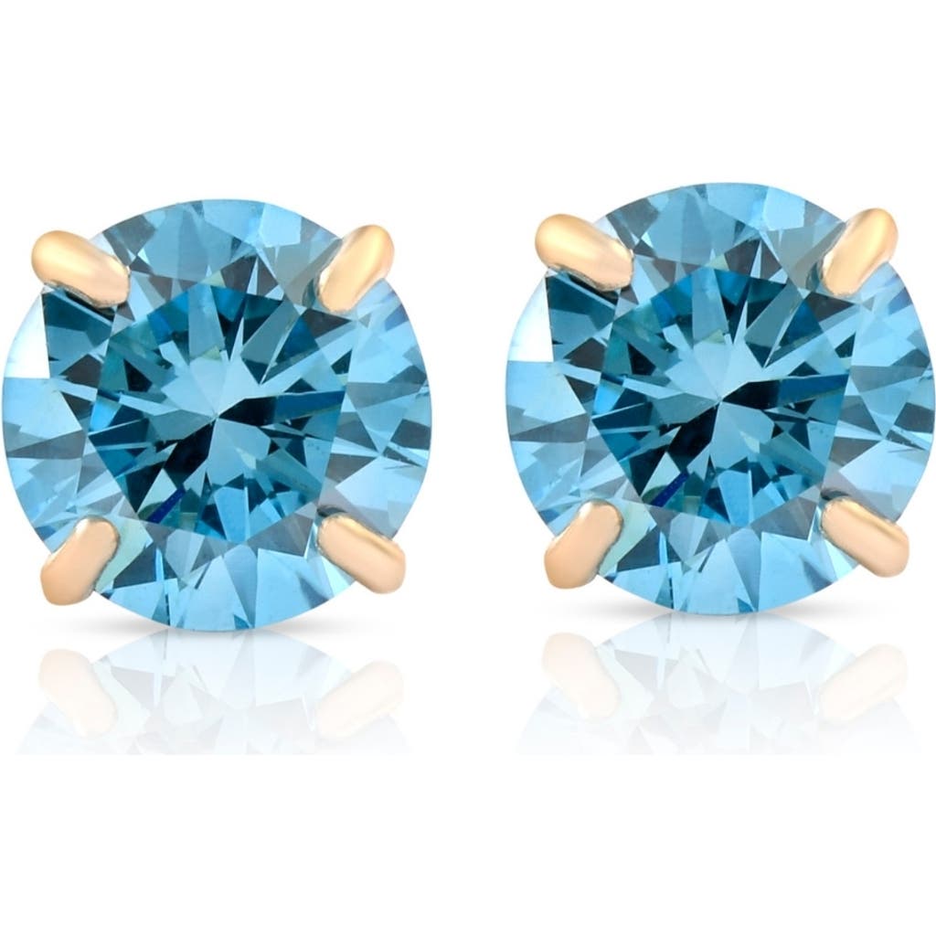 Bliss Diamond 1/2ct Blue Lab Grown Diamond Studs In 14k Yellow Gold