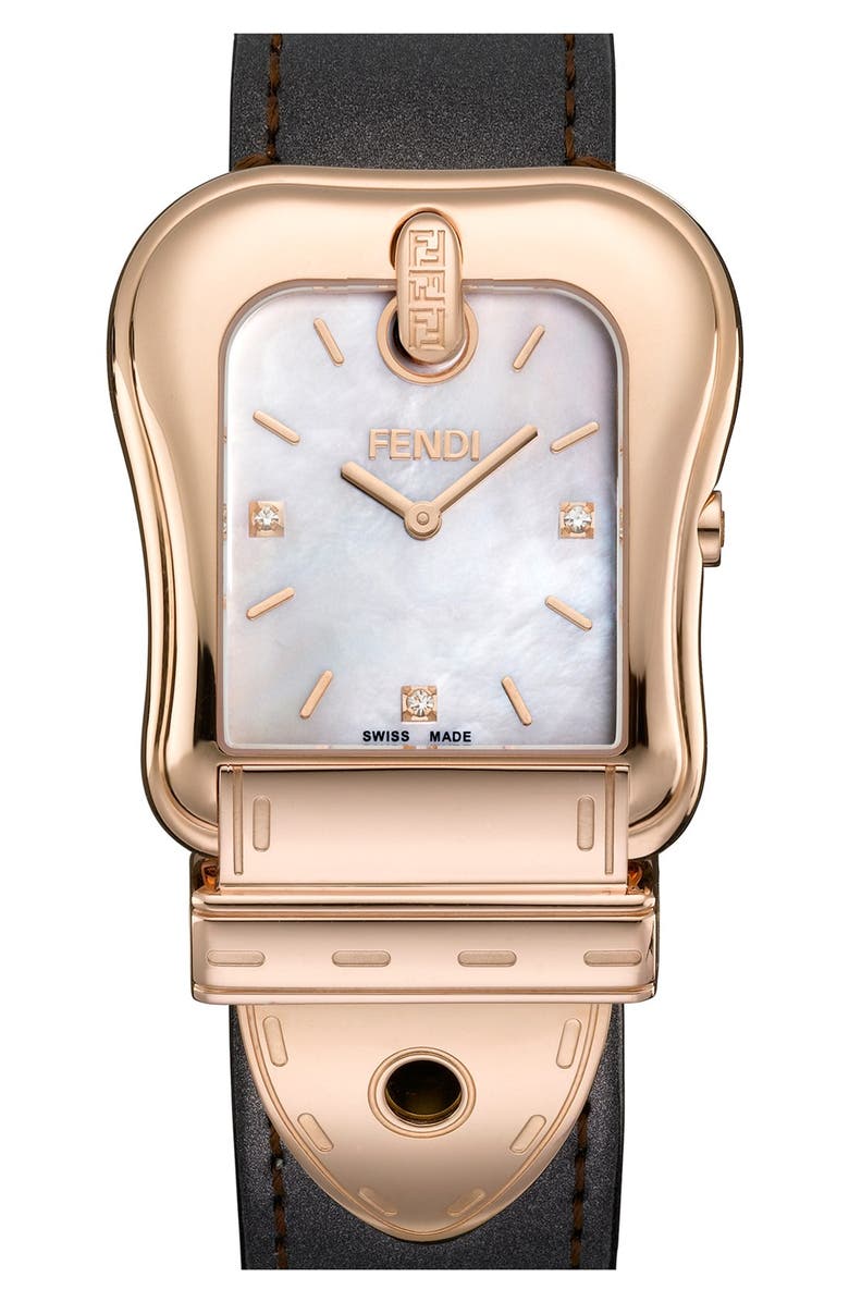 Fendi 'B. Fendi' Diamond Marker Watch, 33mm x 43mm | Nordstrom