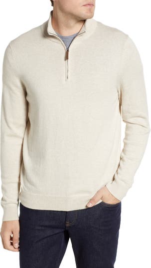 Half Zip Cotton & Cashmere Pullover Sweater