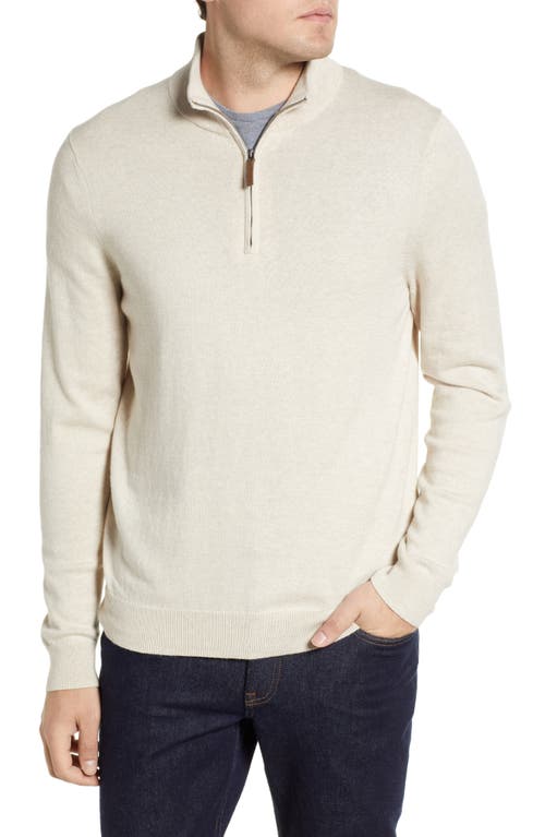 Nordstrom Half Zip Cotton & Cashmere Pullover Sweater in Ivory Sand Heather