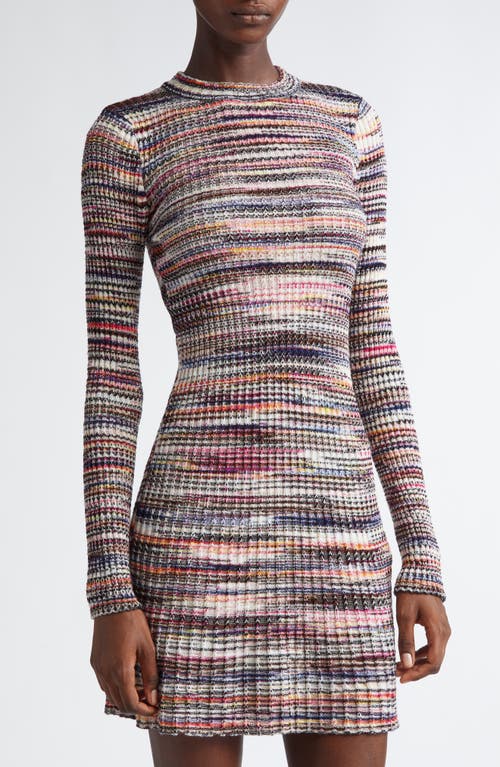 Shop Missoni Space Dye Stripe Long Sleeve Sweater Dress In Multi Red-pink-blu