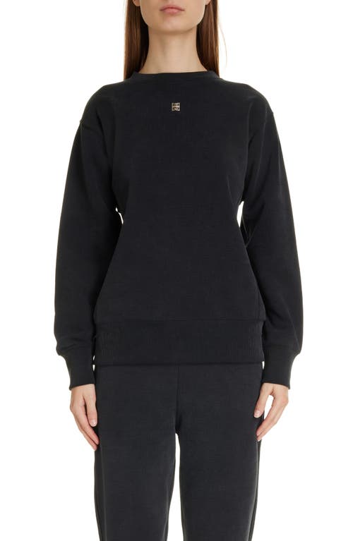 4G Embellished Crewneck Sweatshirt in Faded Black
