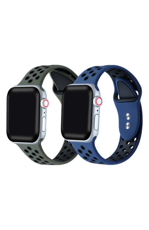 Shop The Posh Tech Posh Tech Breathable Silicone Sport Apple Watch Band In Olive Green/midnight