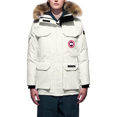 Canada Goose Expedition Extreme Weather Fusion Fit 625 Fill Power Down Parka With Genuine Coyote Fur Trim, (10-12) - Ivory