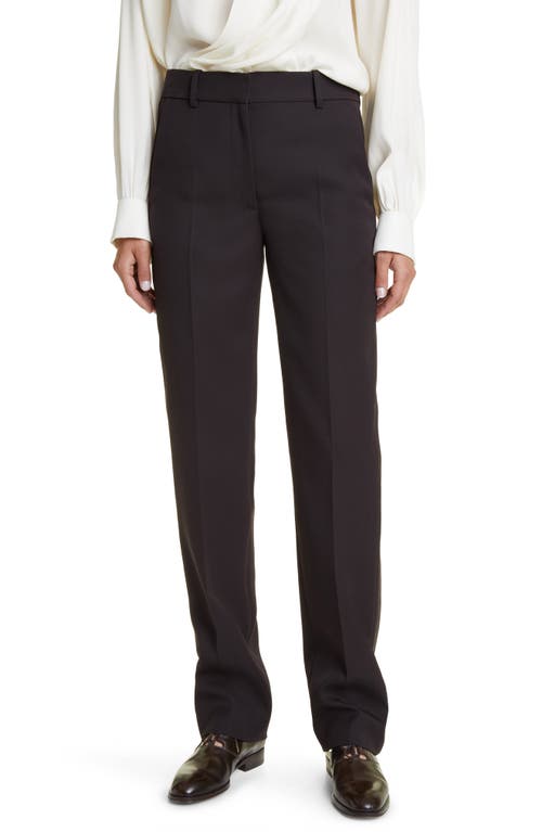 The Row Borgo Straight Leg Wool Trousers Hickory at Nordstrom,