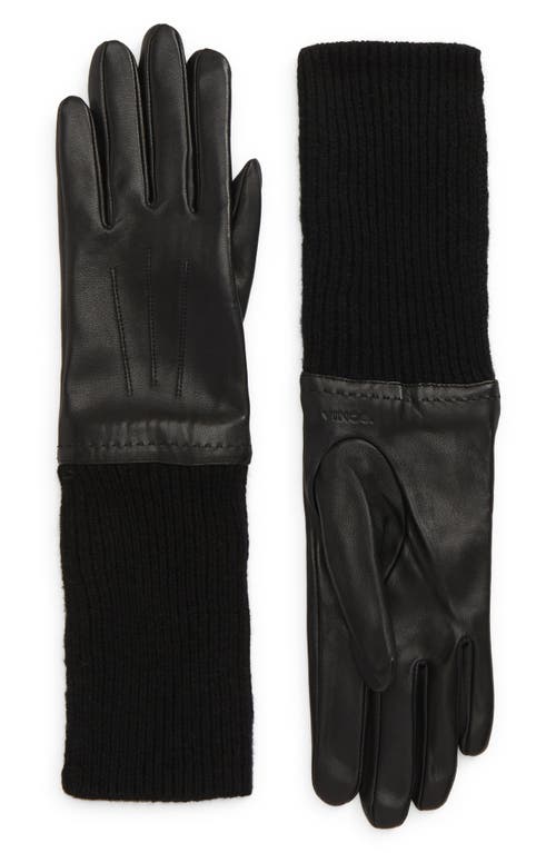 Vince Cashmere Cuff Leather Gloves in Black