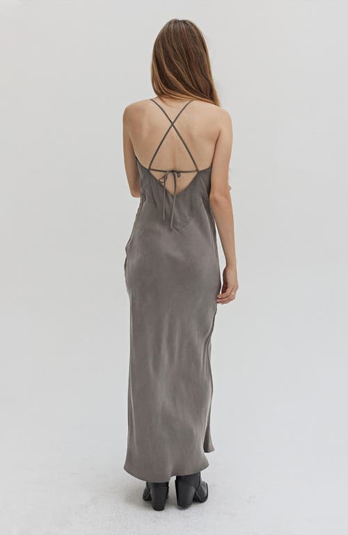 Shop Crescent Cupro Slip Maxi Dress In Espresso