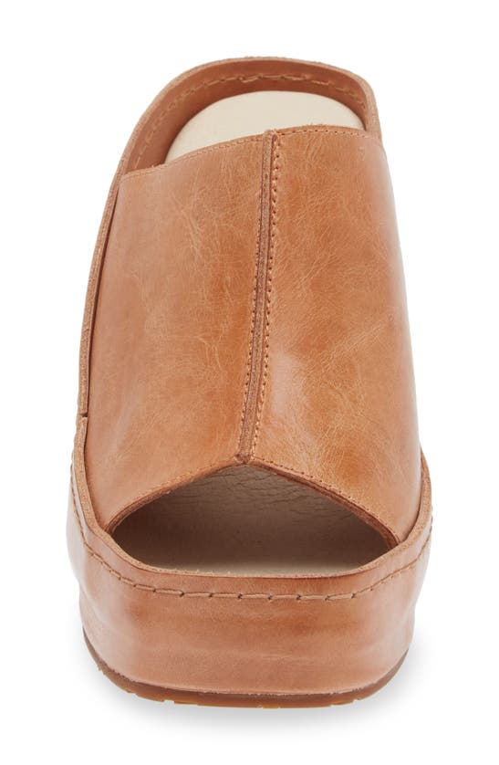 Chocolat Blu Pearl Platform Wedge Sandal In Camel Leather