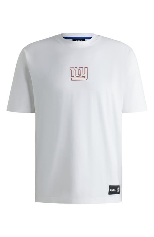 Shop Hugo Boss Boss X Nfl Stretch Cotton Graphic T-shirt In New York Giants - White