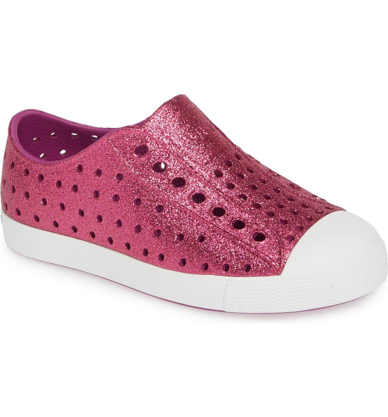 NATIVE SHOES Jefferson Bling Glitter Slip-On Vegan Sneaker, Main, color, ORIGAMI BLING/ SHELL WHITE