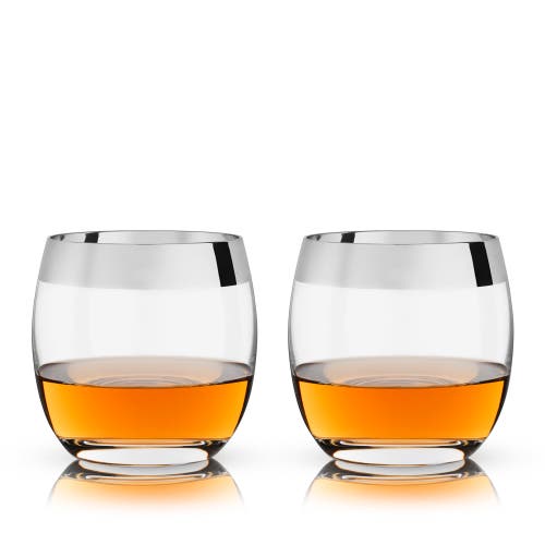 VISKI VISKI IRVING CRYSTAL TUMBLERS WITH CHROME RIM SET OF 2