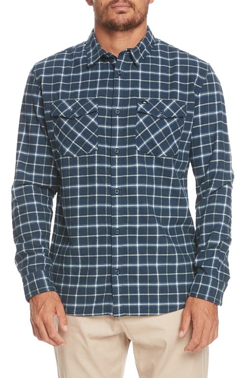 Quiksilver Dulsie Regular Fit Windowpane Plaid Stretch Cotton Flannel Button-Up Shirt Navy Academy at Nordstrom,