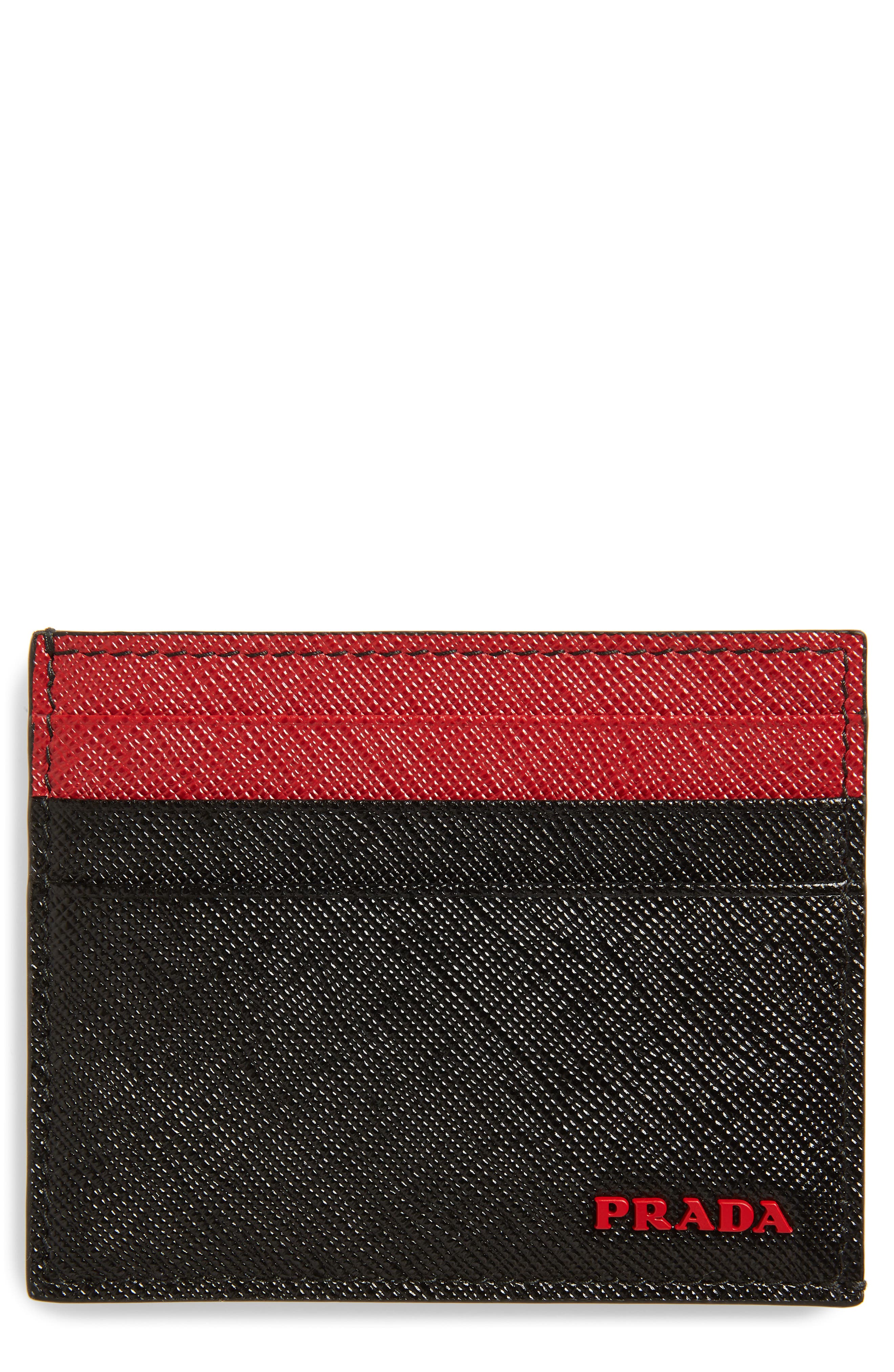 prada saffiano leather card case
