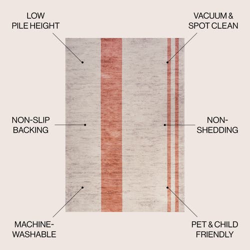 Jonathan Y Raita Modern Distressed Stripe Machine-washable Area Rug In Ivory/peach