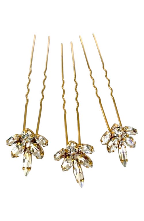 Brides & Hairpins Coco Set of 3 Crystal Hair Pins in Gold at Nordstrom