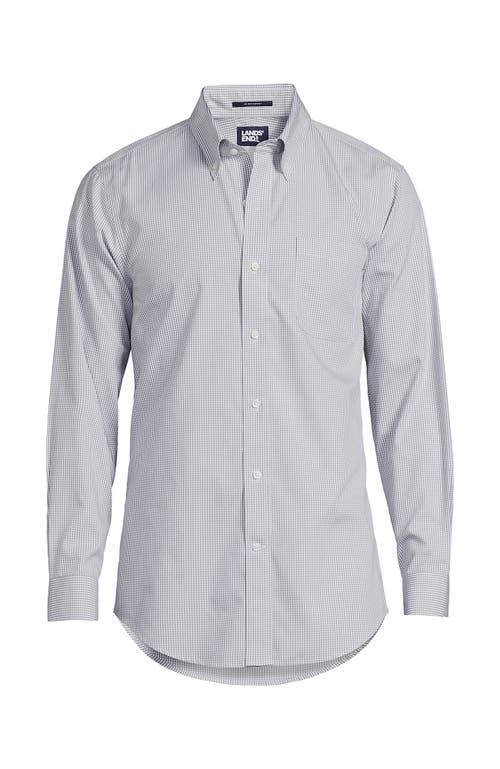 Lands' End School Uniform Tailored Fit No Iron Solid Supima Cotton Pinpoint Buttondown Collar Dress In Ultimate Gray Check