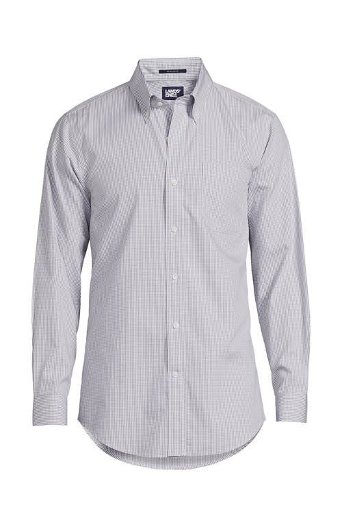 Shop Lands' End Traditional Fit Solid No Iron Supima Pinpoint Buttondown Collar Dress Shirt In Ultimate Gray Check