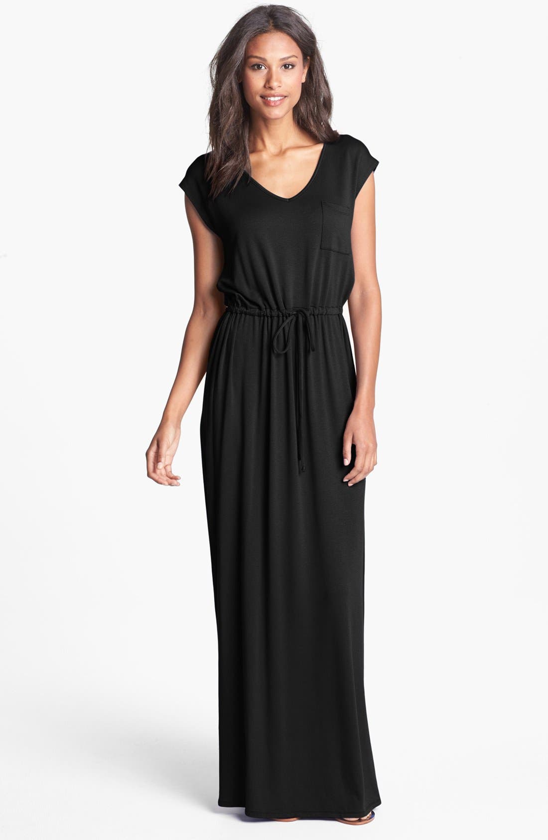 Bobeau Cap Sleeve Drawstring Waist Maxi Dress Nordstrom