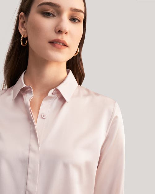 Shop Lilysilk Basic Concealed Placket Silk Shirt In Pale Pink