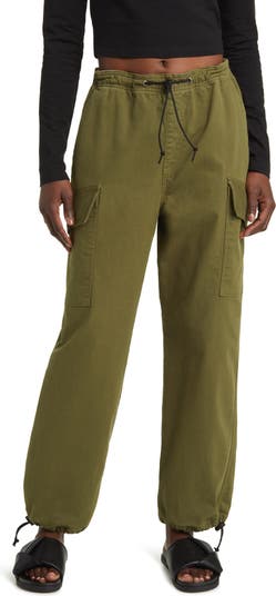 Parachute trousers with elasticated trim & cargo pockets