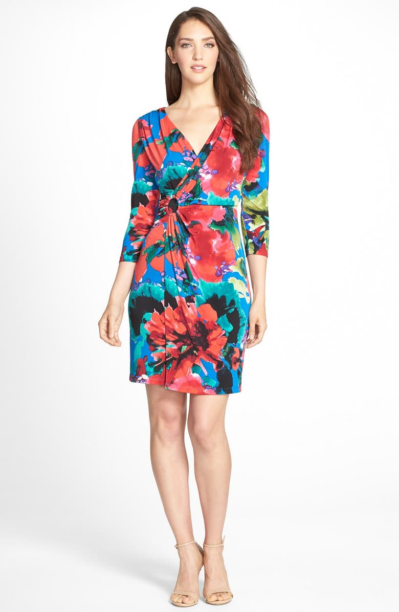 Tahari Floral Print Jersey Faux Wrap Dress (Petite) | Nordstrom