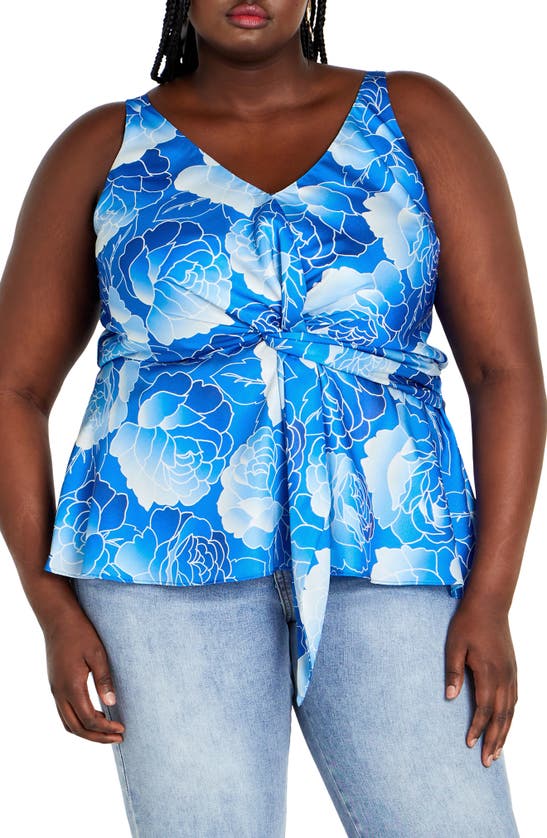 Shop City Chic Serena Twist Floral Tank In Soft Beauty