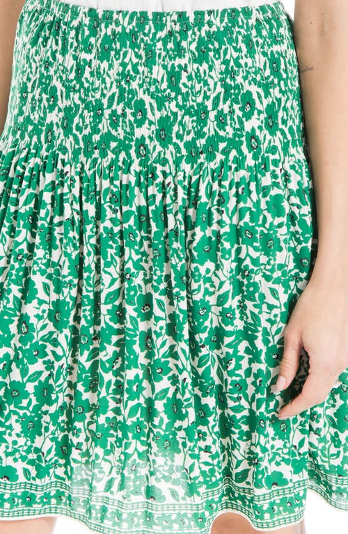 Shop Max Studio Print Pleated Skirt In Cream/green Floral